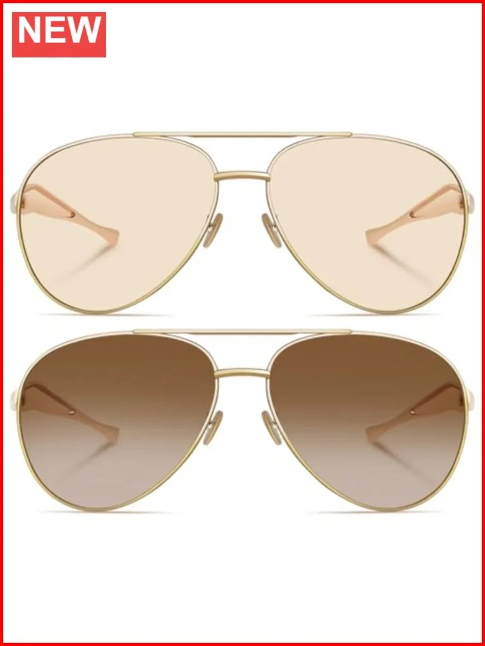 Retro Oversized Aviator Sunglasses with Metal Frame UV400
